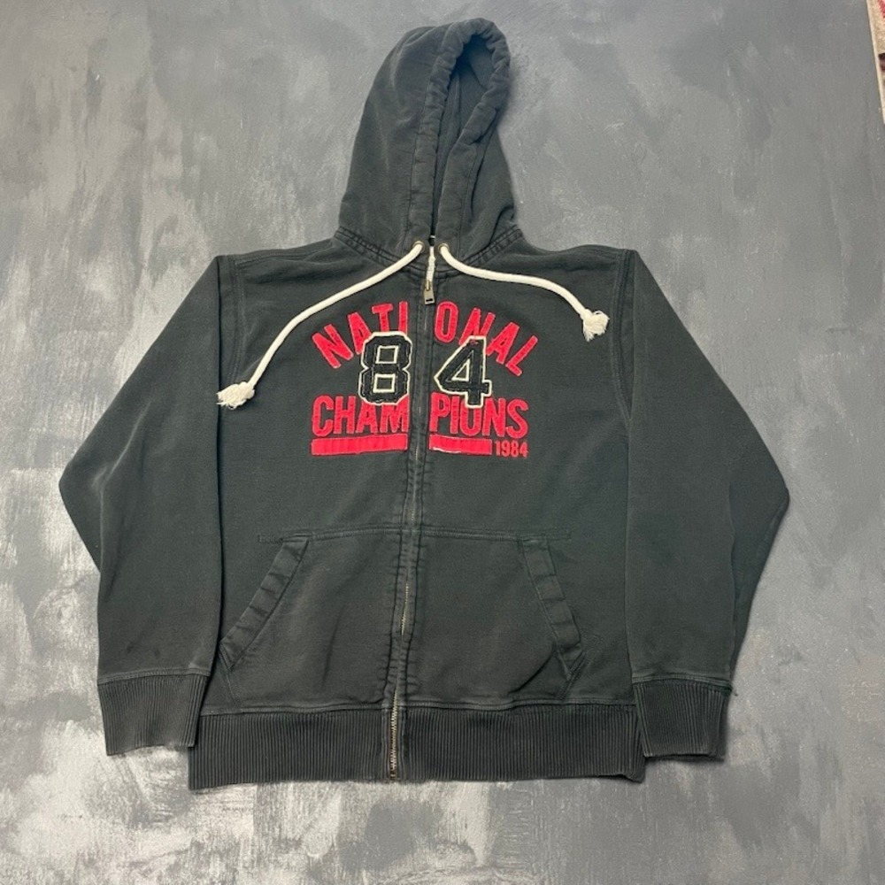 Vintage Old Navy Full Zip Hoodie Size L Black 1984 National Champions